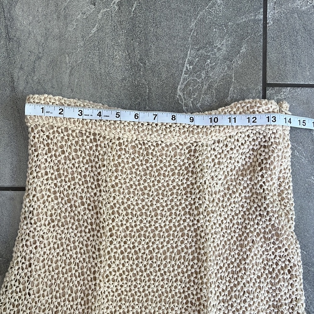 🤍 Free People Mi Amore Maxi Skirt Cream Crochet size 2 Cotton - Picture 7 of 9